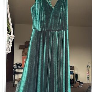 Elegant Green Velvet Dress